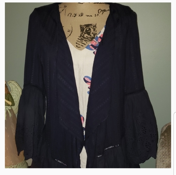 New Suzanne Betro Eyelet Ladder Lace Cardigan - Picture 2 of 8